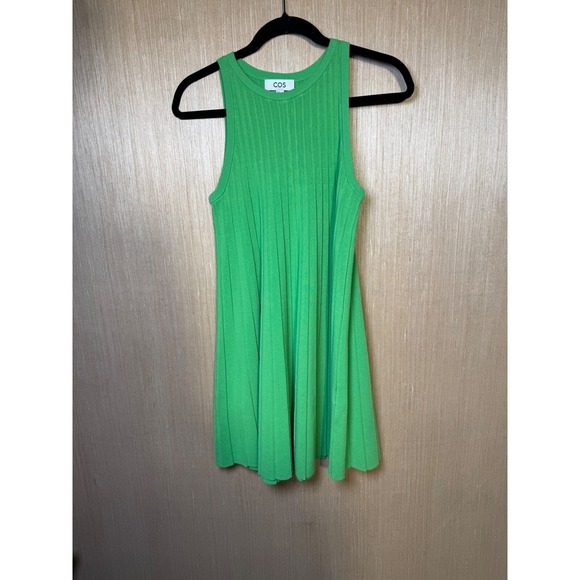 COS Dresses & Skirts - COS Womens XS Green Ribbed Knit‎ Sleeveless Dress Casual Mini A Line